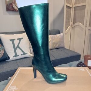 Tall Green Vegan Boots